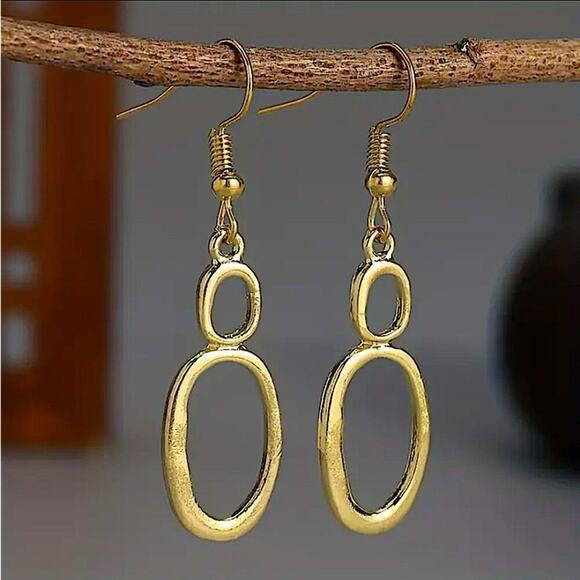 Gold Boho Geometric Irregular Dangle Earrings - Picture 2 of 5